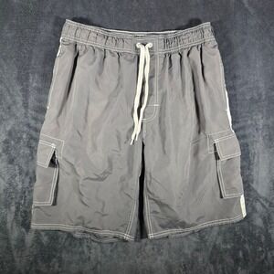 Asbury Threadz‎ Swim Trunks Cargo Pocket Drawstring Gray Medium